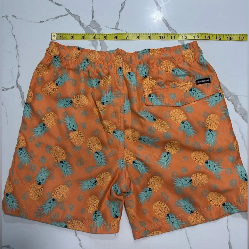 Island Haze Big Boys ORANGE PINEAPPLE SWIM TRUNKS Board Shorts Size 14
